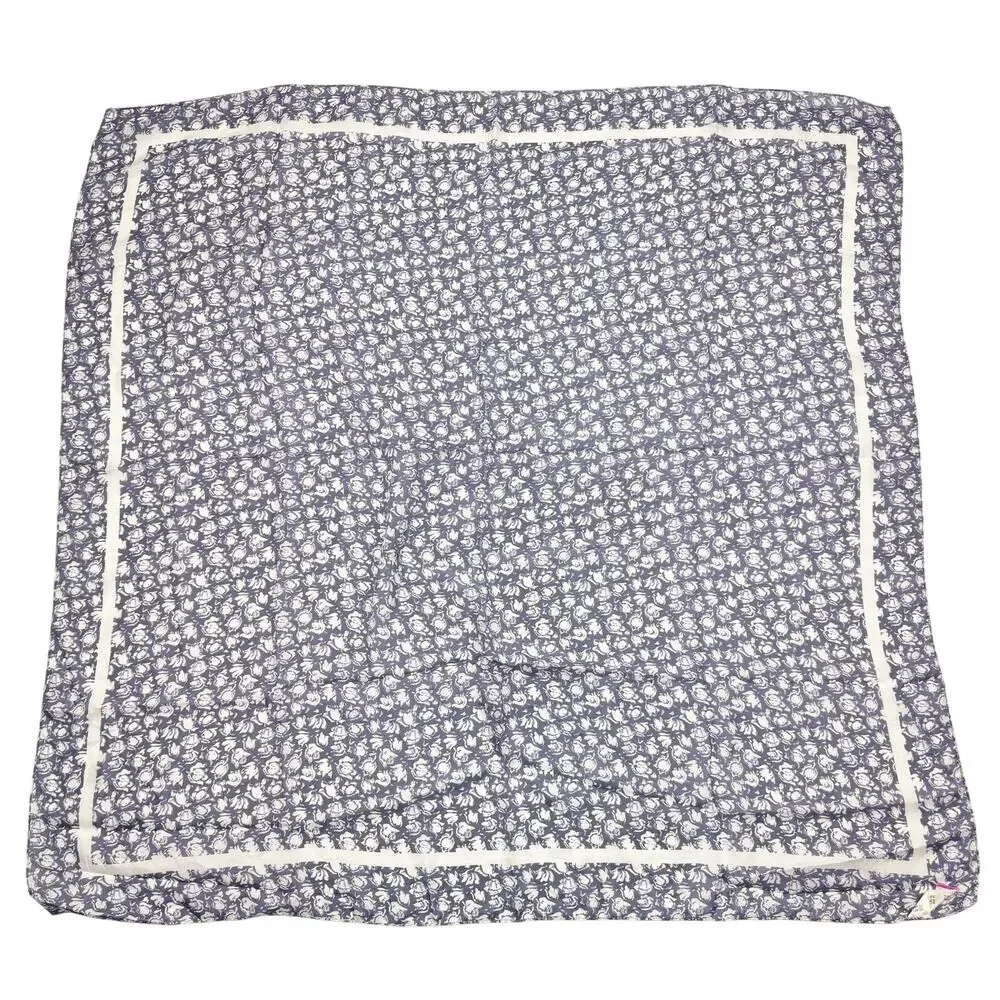 Bloomsbury Blue Floral Light 100% Silk Made in Italy Coquette Scarf Headscarf‎